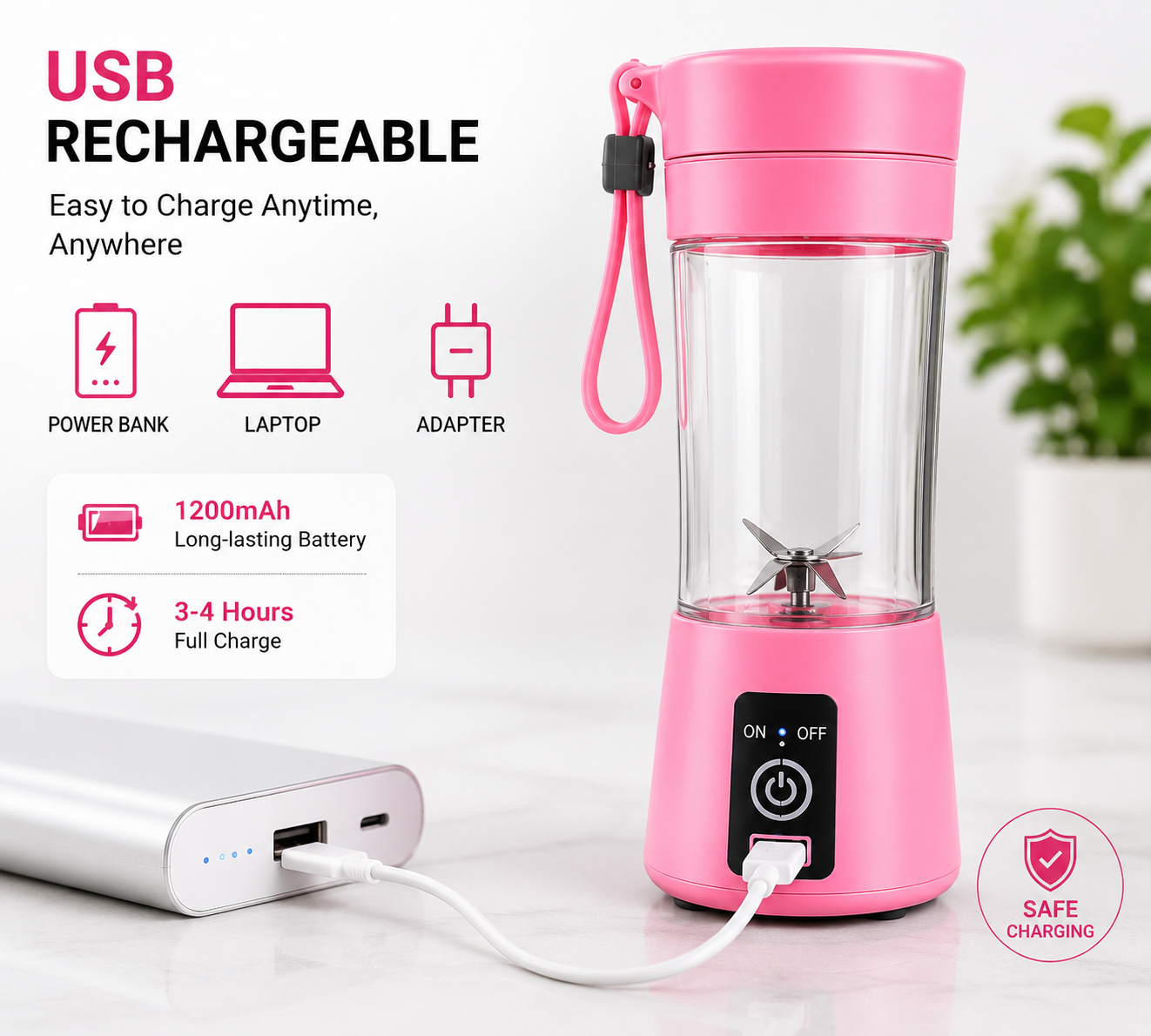 Portable USB Blender – Fresh Juice Anywhere in 30 Seconds