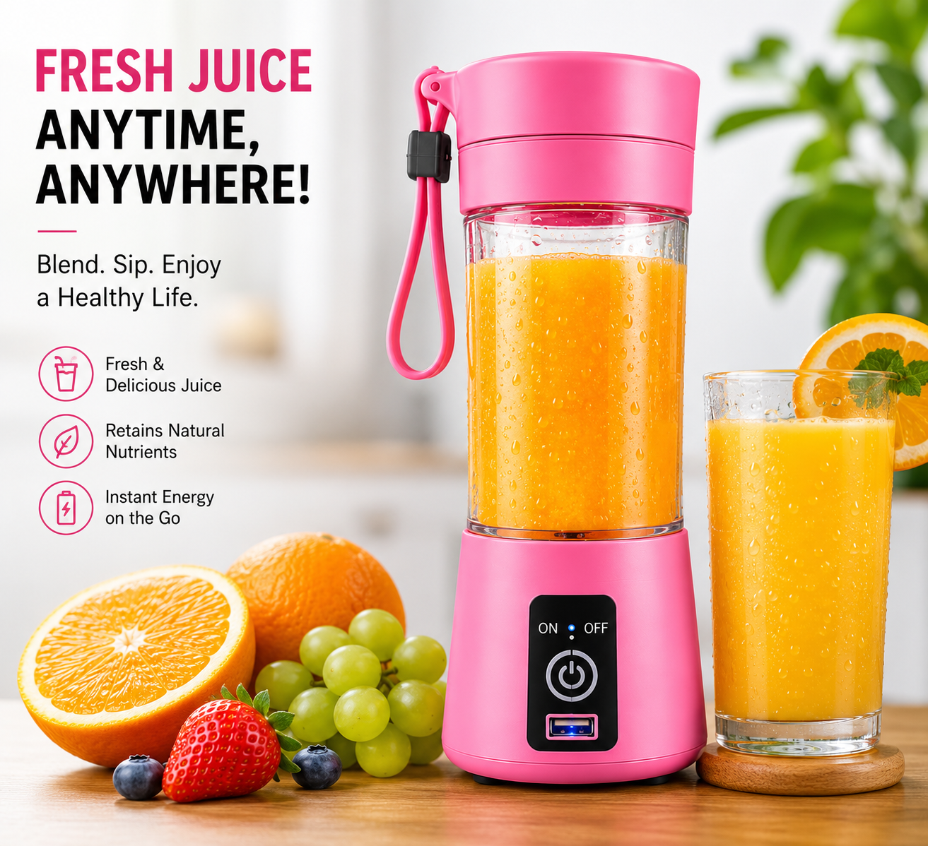 Portable USB Blender – Fresh Juice Anywhere in 30 Seconds