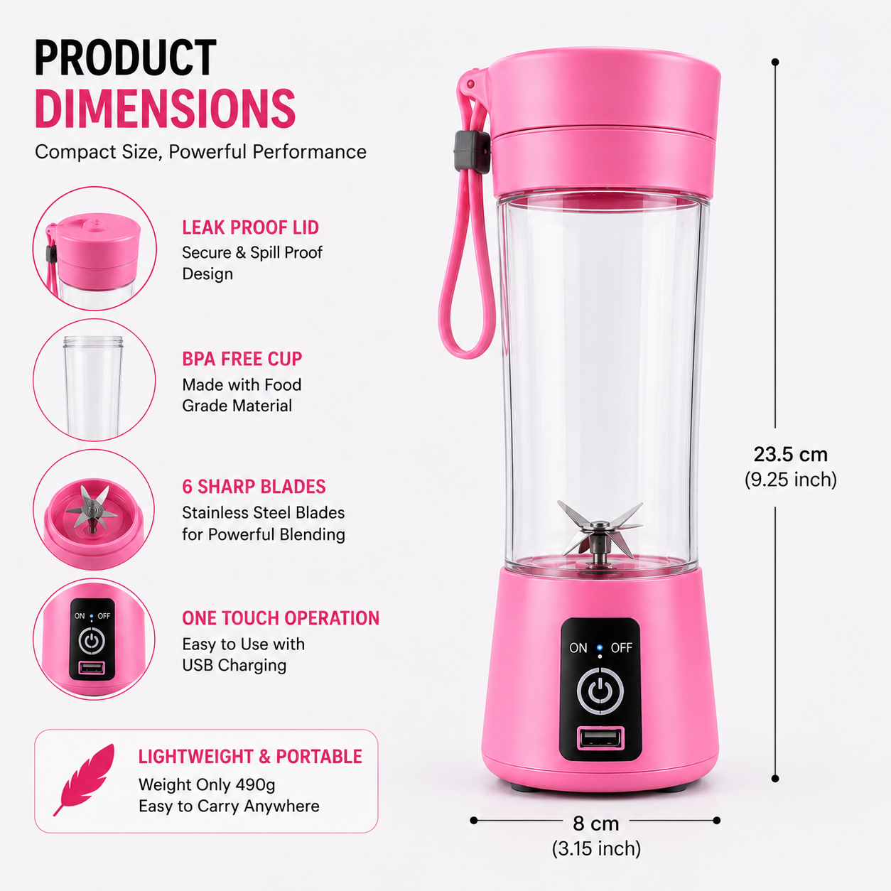Portable USB Blender – Fresh Juice Anywhere in 30 Seconds