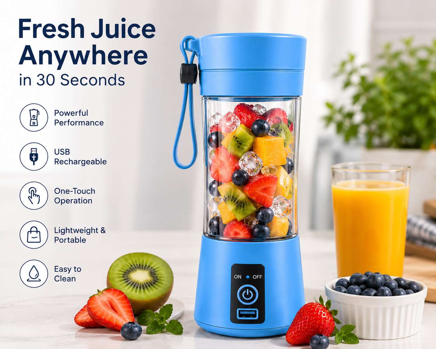 Portable USB Blender – Fresh Juice Anywhere in 30 Seconds