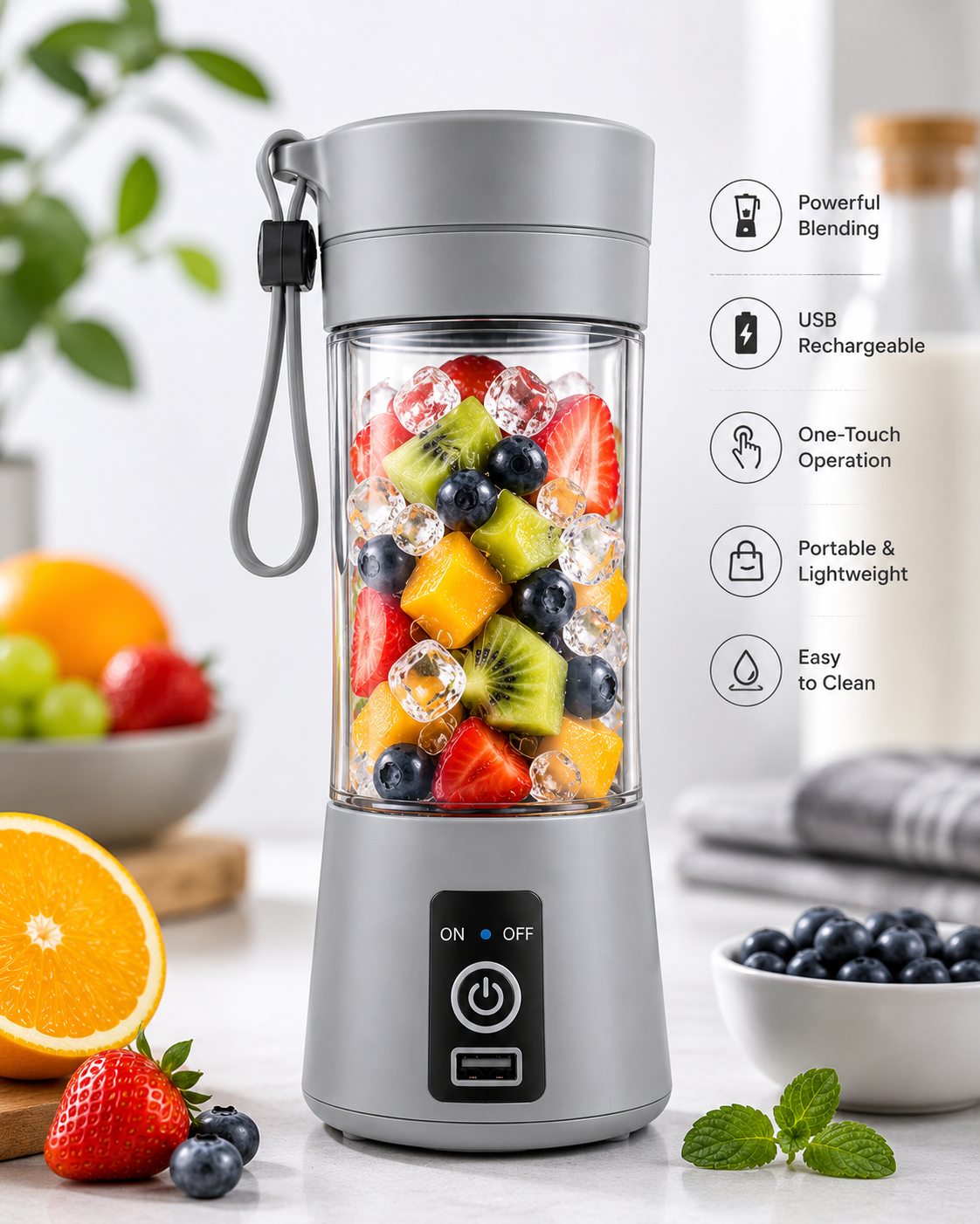 Portable USB Blender – Fresh Juice Anywhere in 30 Seconds